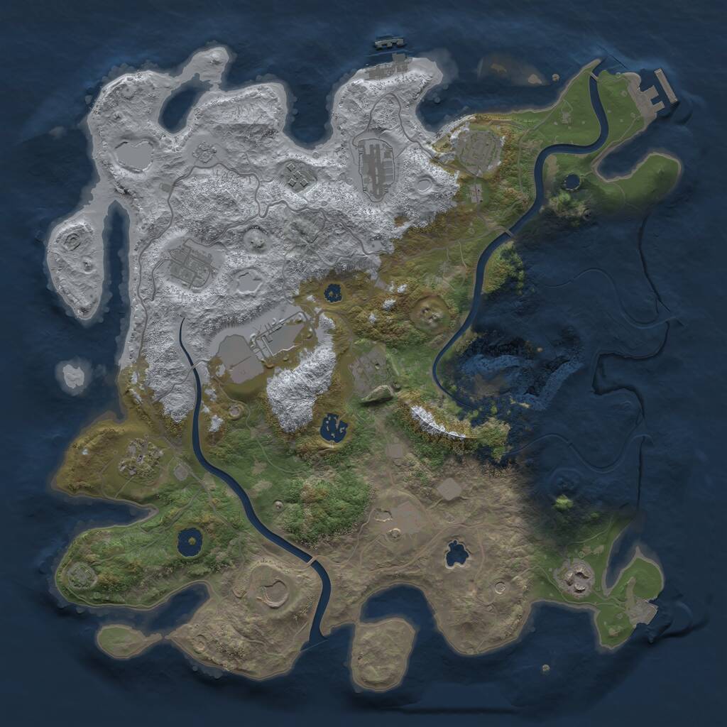 Rust Map: Procedural Map, Size: 4000, Seed: 1704228978, 17 Monuments