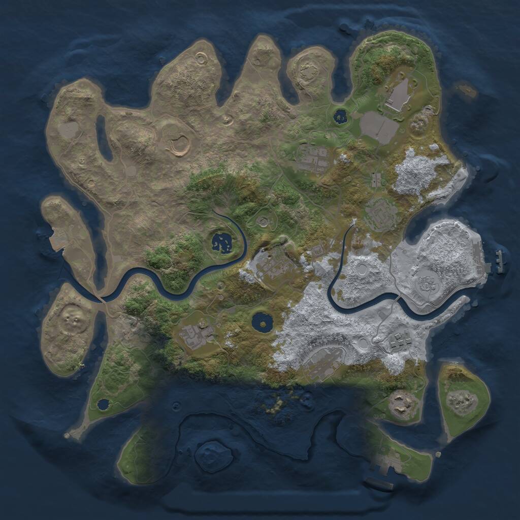 Rust Map: Procedural Map, Size: 3700, Seed: 97816454, 16 Monuments
