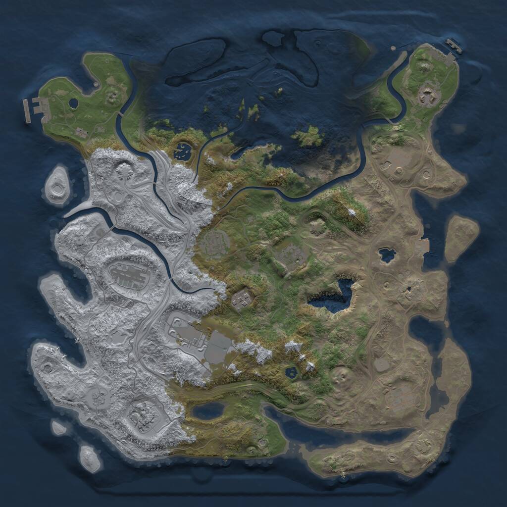 Rust Map: Procedural Map, Size: 4250, Seed: 41231112, 16 Monuments