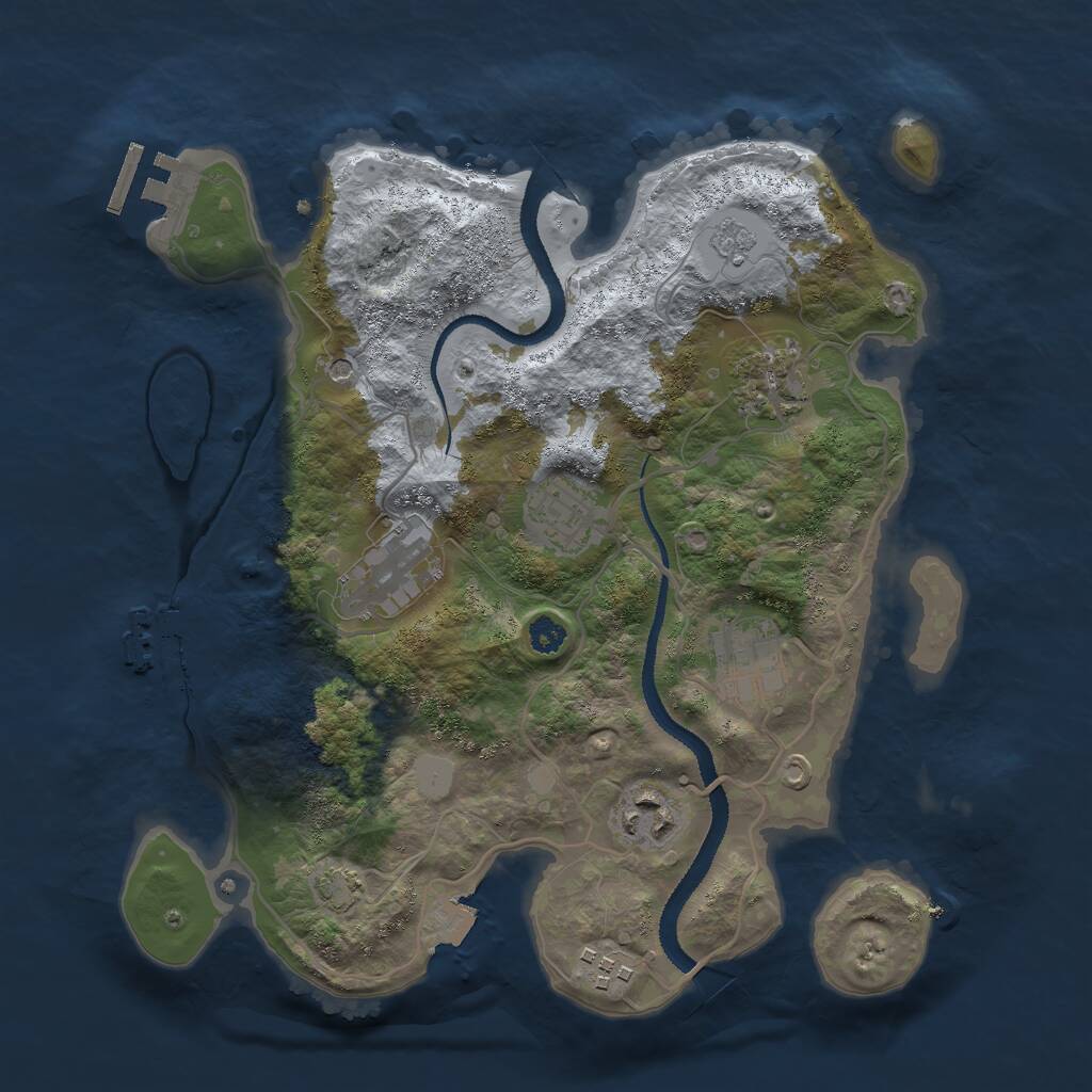 Rust Map: Procedural Map, Size: 3000, Seed: 697993838, 12 Monuments