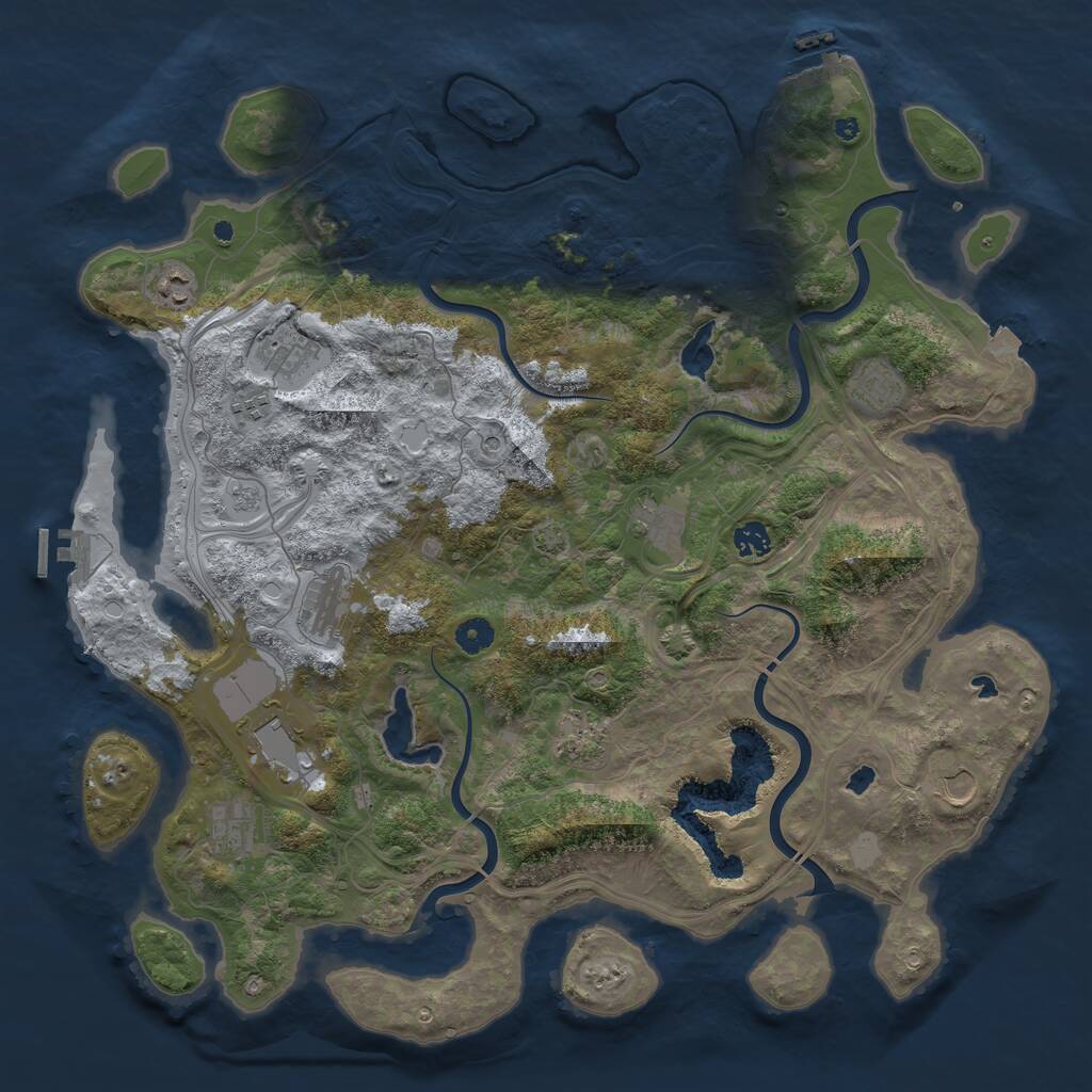 Rust Map: Procedural Map, Size: 4500, Seed: 1239663939, 17 Monuments