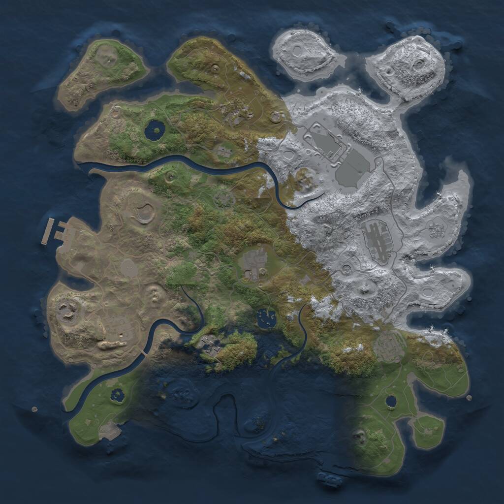Rust Map: Procedural Map, Size: 3700, Seed: 628895891, 16 Monuments