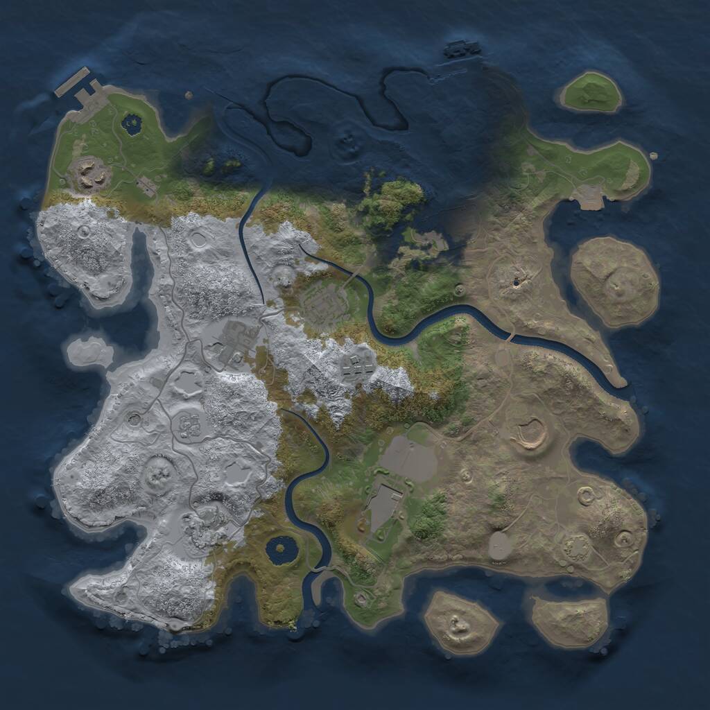 Rust Map: Procedural Map, Size: 3500, Seed: 1995904483, 14 Monuments