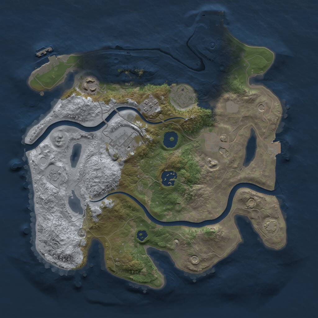 Rust Map: Procedural Map, Size: 3000, Seed: 1345920864, 12 Monuments