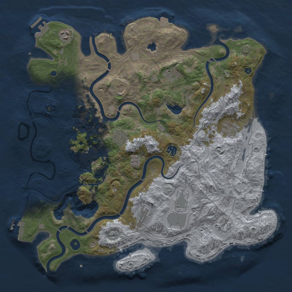 Rust Map: Procedural Map, Size: 4250, Seed: 883916810, 17 Monuments