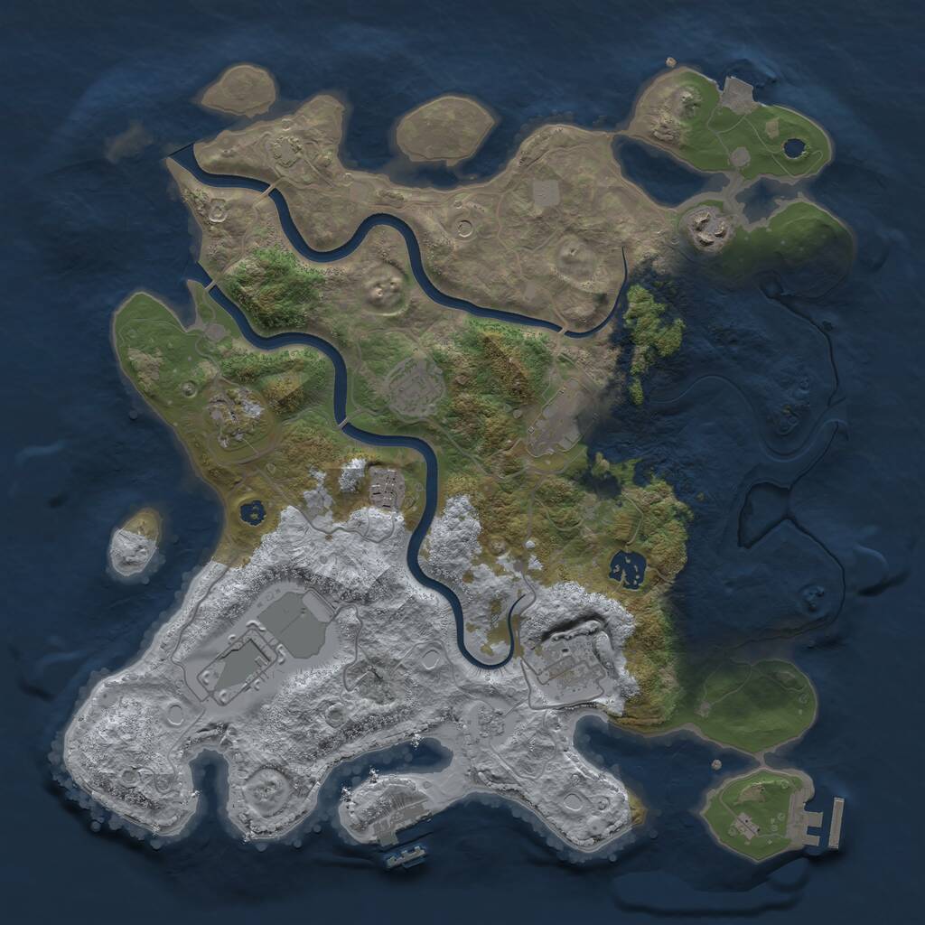 Rust Map: Procedural Map, Size: 3700, Seed: 513498847, 14 Monuments