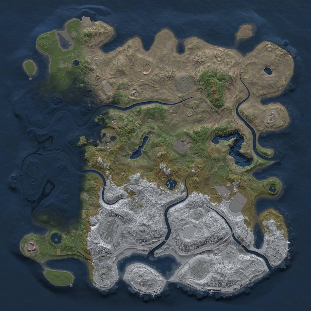 Rust Map: Procedural Map, Size: 4250, Seed: 861941682, 16 Monuments
