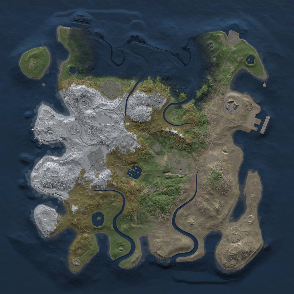 Rust Map: Procedural Map, Size: 3200, Seed: 1112401570, 12 Monuments