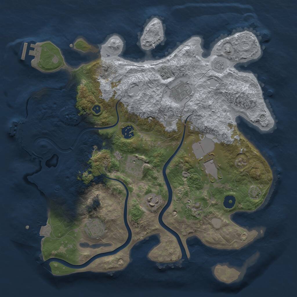 Rust Map: Procedural Map, Size: 3500, Seed: 438073810, 14 Monuments