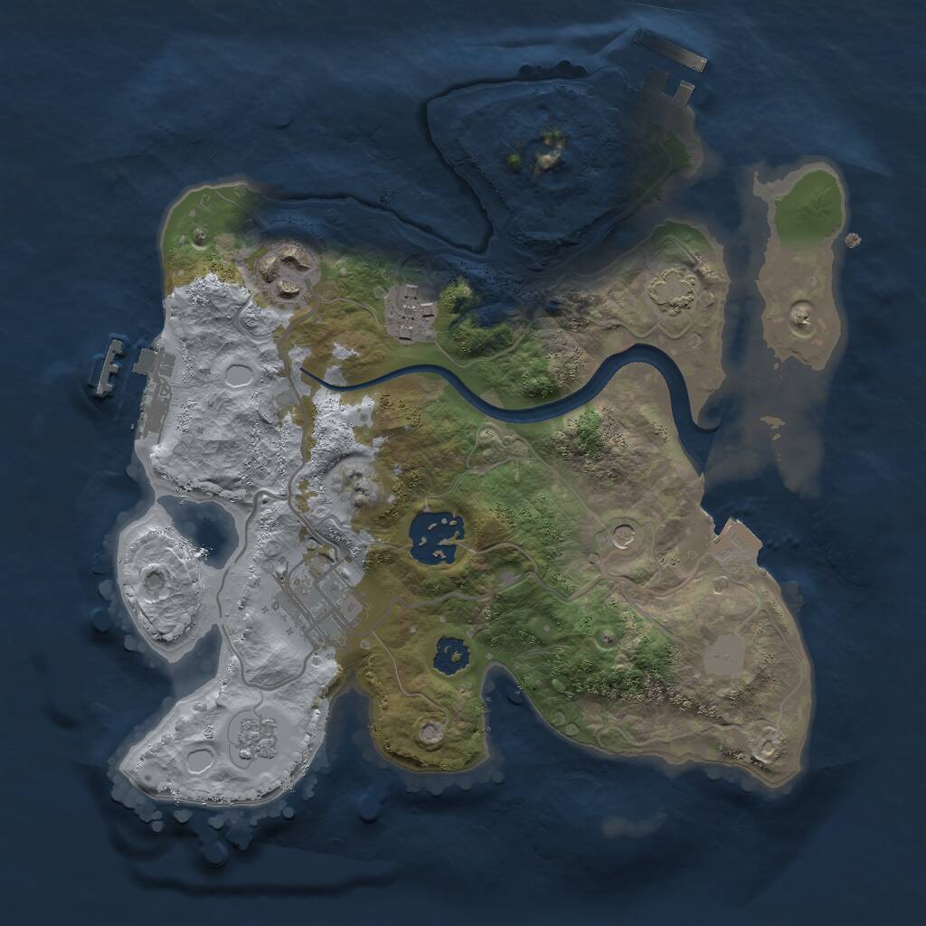 Rust Map: Procedural Map, Size: 2500, Seed: 1677187649, 10 Monuments