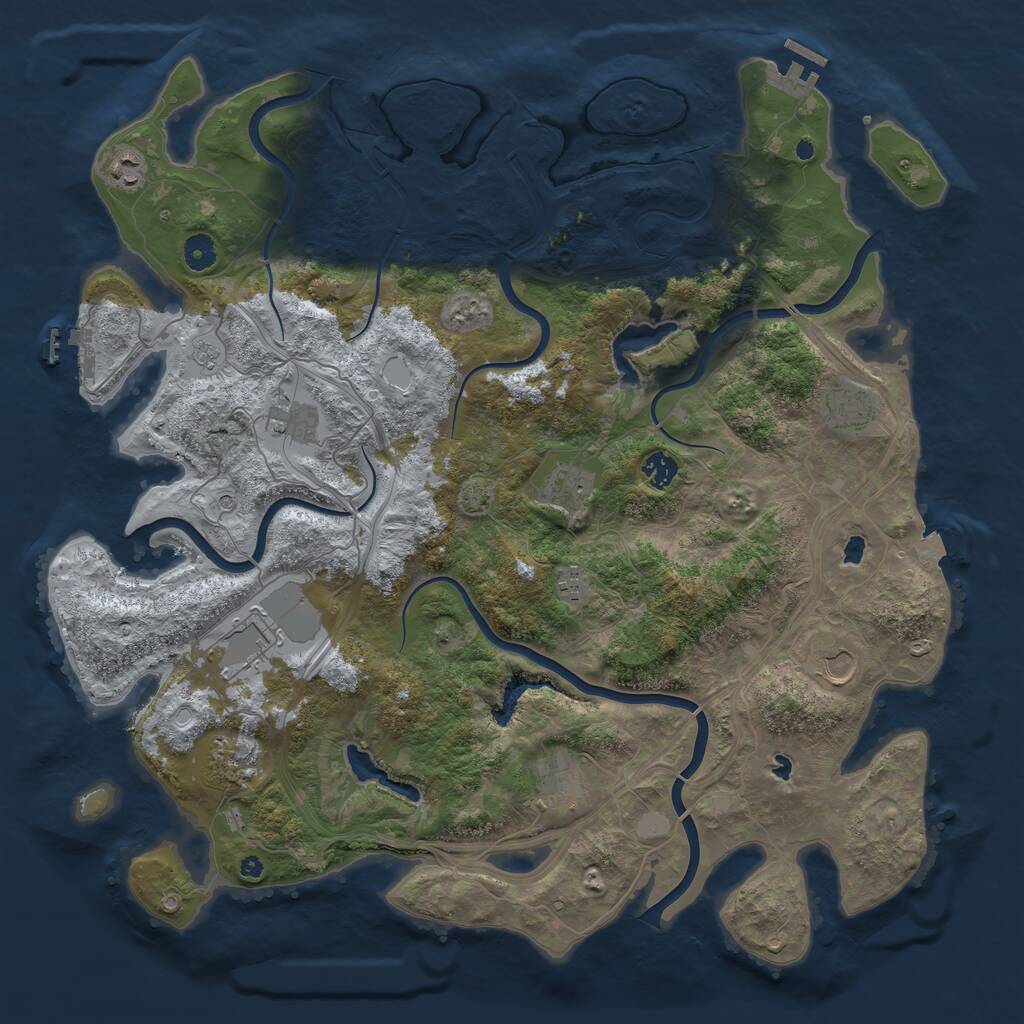 Rust Map: Procedural Map, Size: 4500, Seed: 86217054, 16 Monuments
