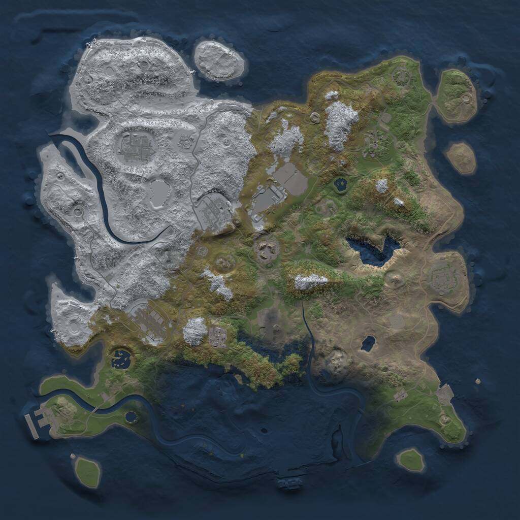Rust Map: Procedural Map, Size: 4000, Seed: 58163836, 16 Monuments