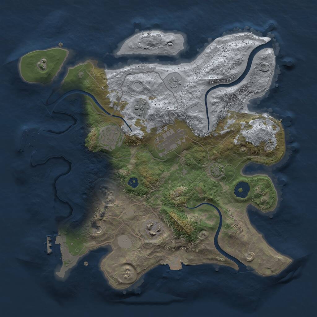 Rust Map: Procedural Map, Size: 3000, Seed: 2053260923, 10 Monuments