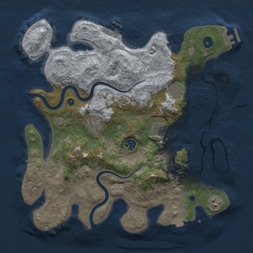 Rust Map: Procedural Map, Size: 3500, Seed: 1355155630, 12 Monuments