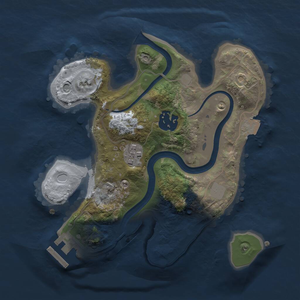 Rust Map: Procedural Map, Size: 2250, Seed: 2077242598, 4 Monuments