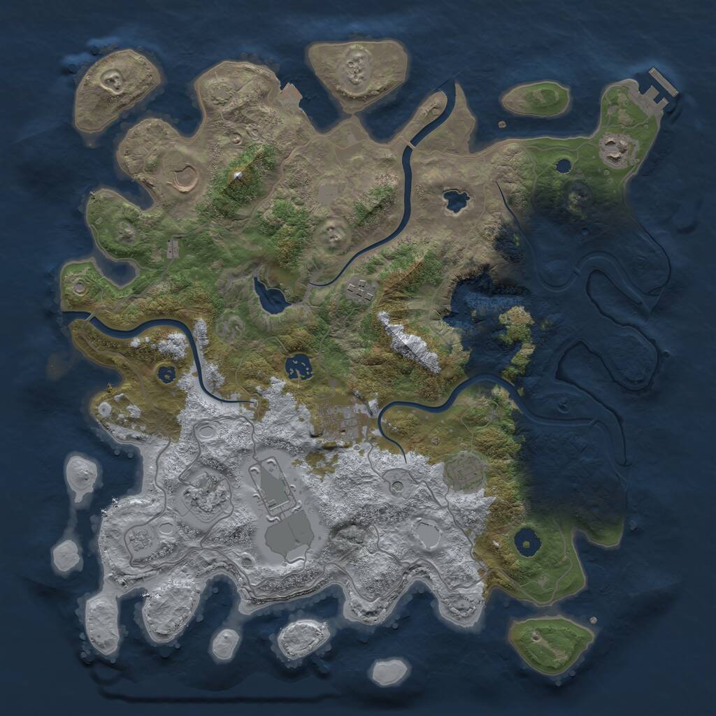 Rust Map: Procedural Map, Size: 4000, Seed: 72625135, 13 Monuments