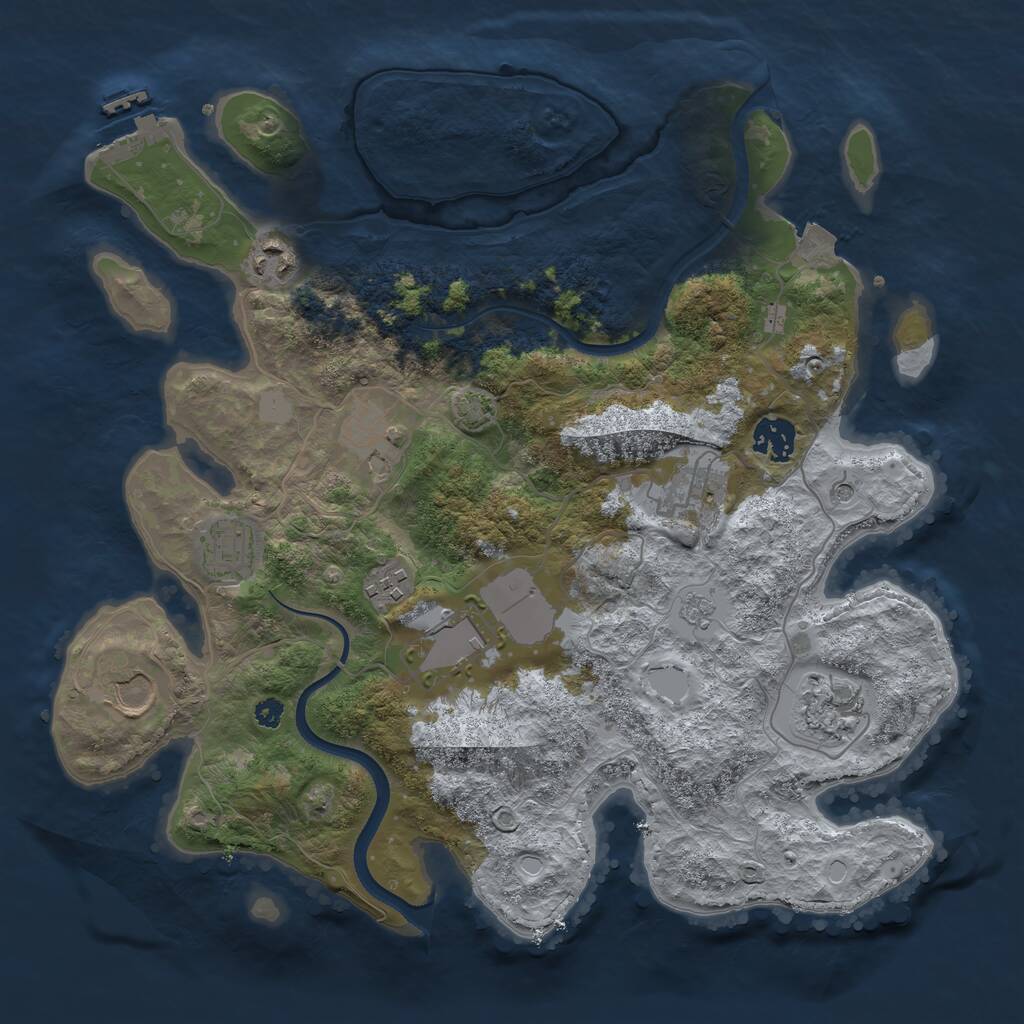 Rust Map: Procedural Map, Size: 3500, Seed: 1792233460, 14 Monuments