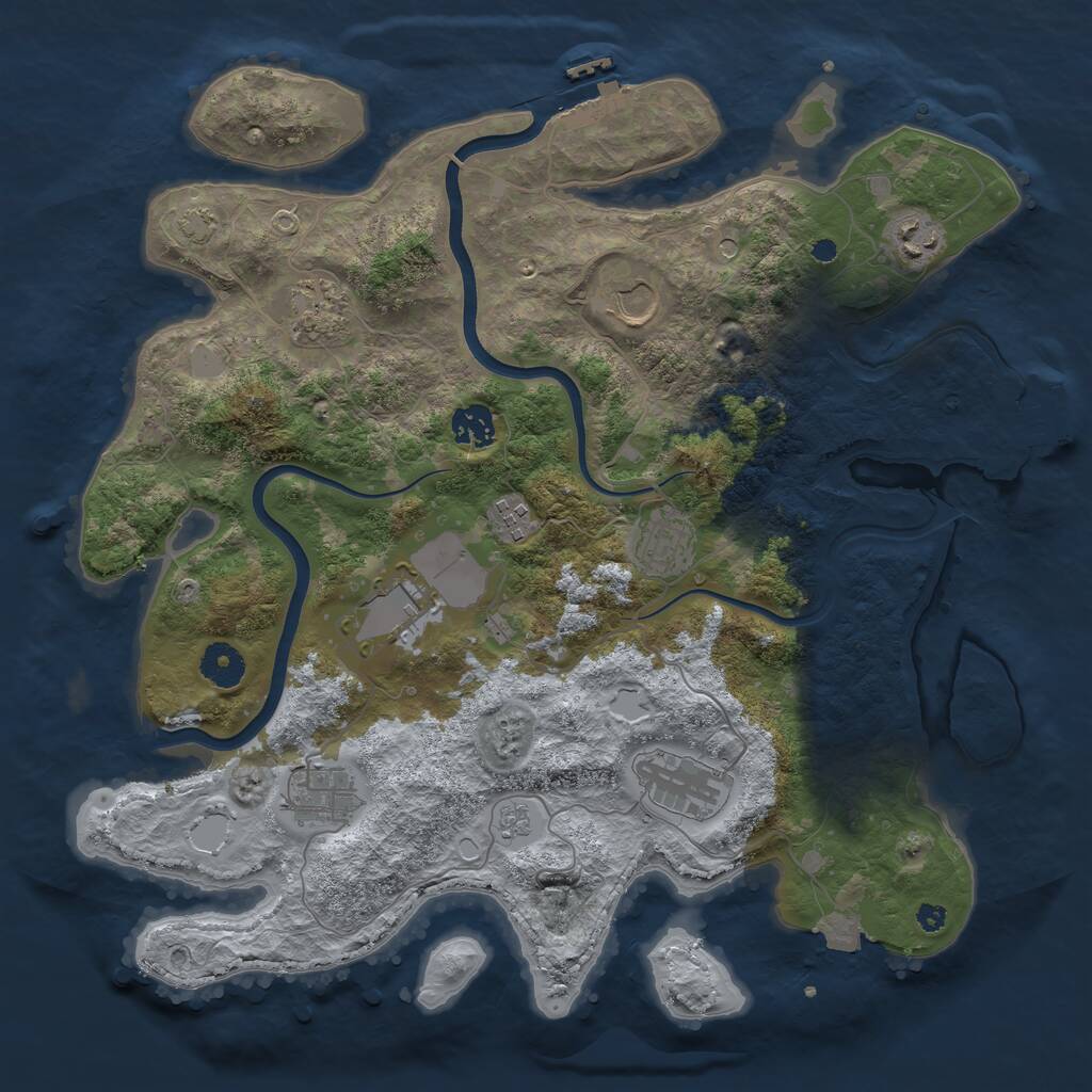 Rust Map: Procedural Map, Size: 3750, Seed: 296334102, 15 Monuments