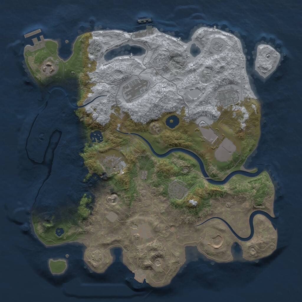 Rust Map: Procedural Map, Size: 3500, Seed: 1464150189, 16 Monuments