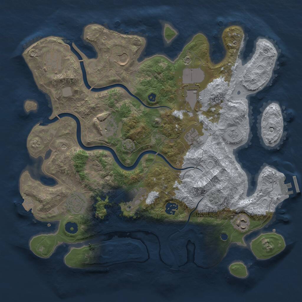Rust Map: Procedural Map, Size: 3600, Seed: 894675, 15 Monuments