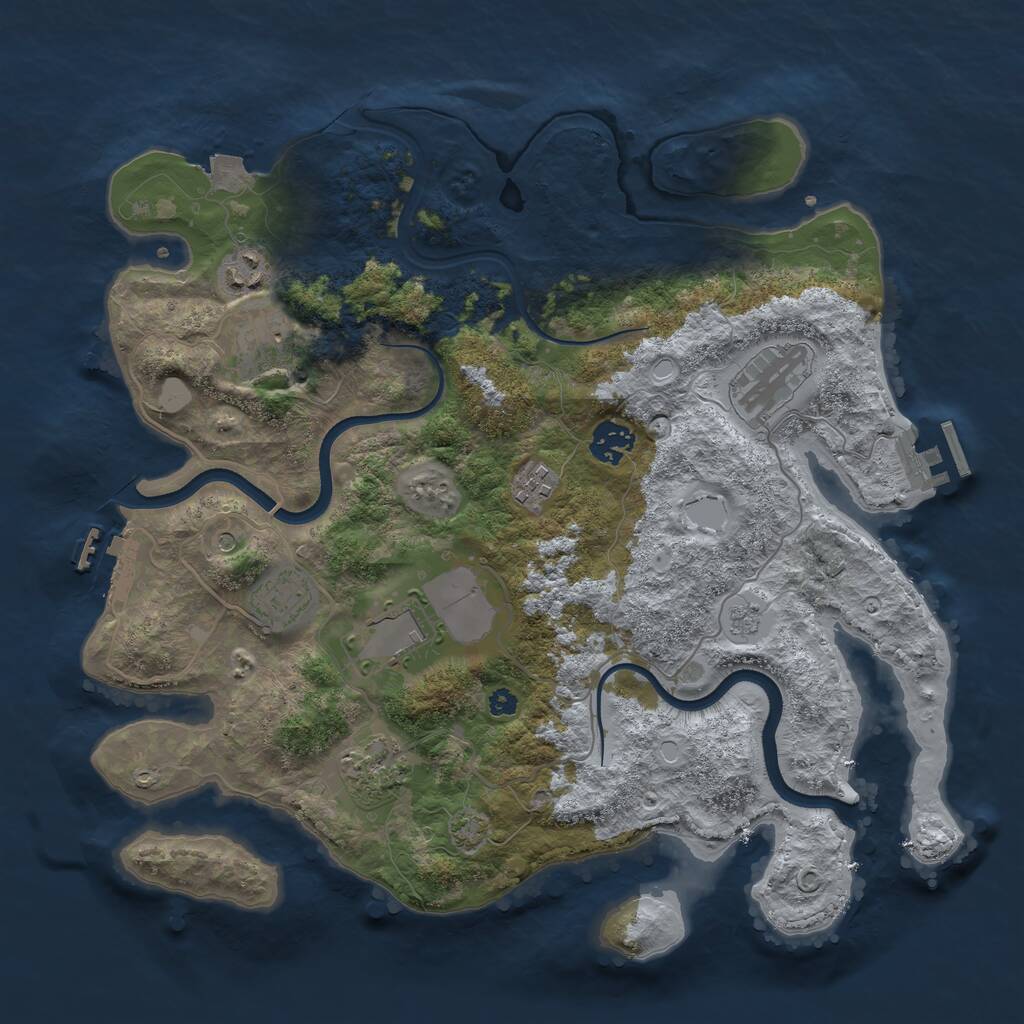 Rust Map: Procedural Map, Size: 3600, Seed: 813324, 14 Monuments