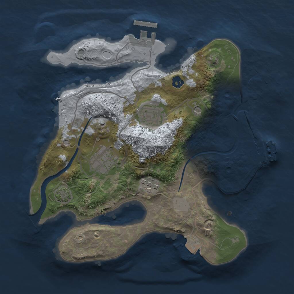 Rust Map: Procedural Map, Size: 2500, Seed: 1156001672, 8 Monuments