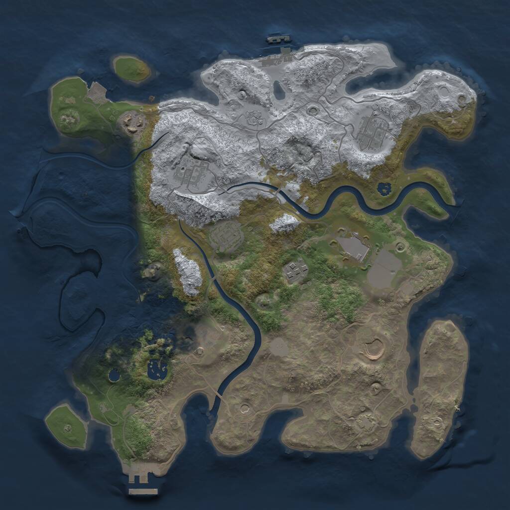 Rust Map: Procedural Map, Size: 3575, Seed: 1, 15 Monuments