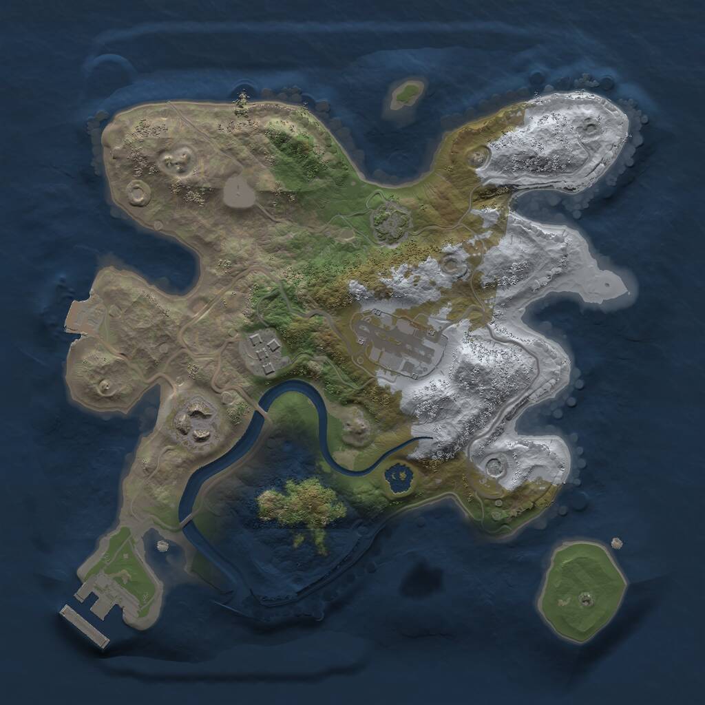 Rust Map: Procedural Map, Size: 2500, Seed: 762666903, 7 Monuments