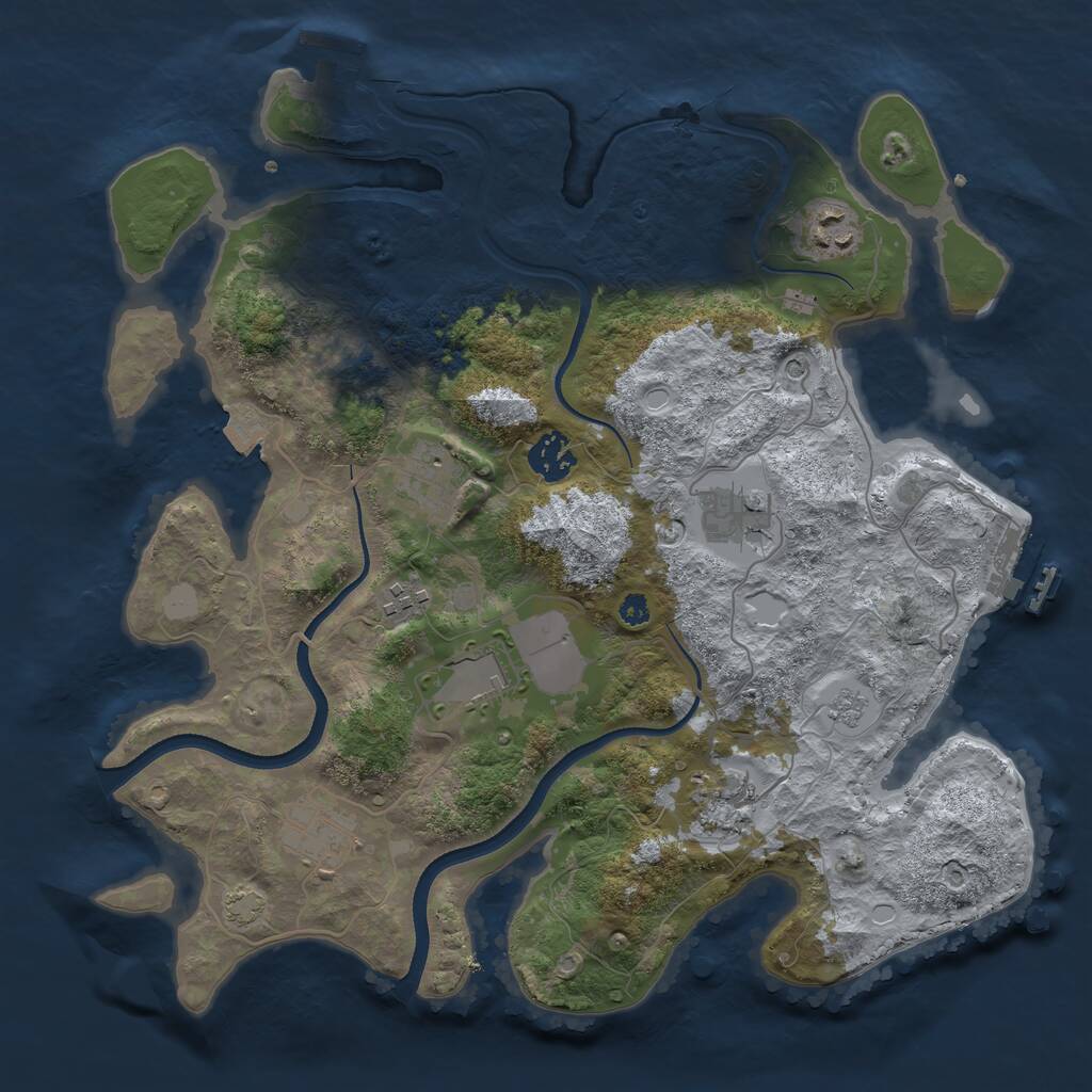 Rust Map: Procedural Map, Size: 3500, Seed: 2067705025, 14 Monuments