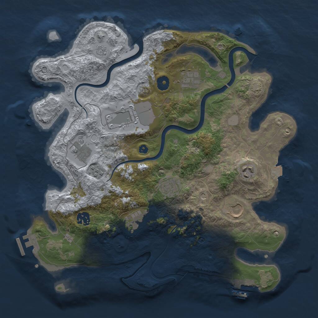 Rust Map: Procedural Map, Size: 3500, Seed: 1913022765, 15 Monuments