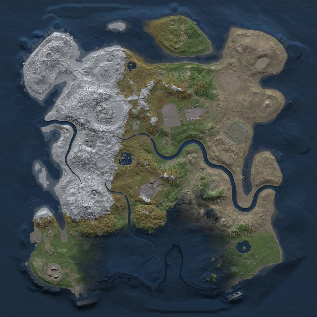 Rust Map: Procedural Map, Size: 3500, Seed: 62020, 14 Monuments