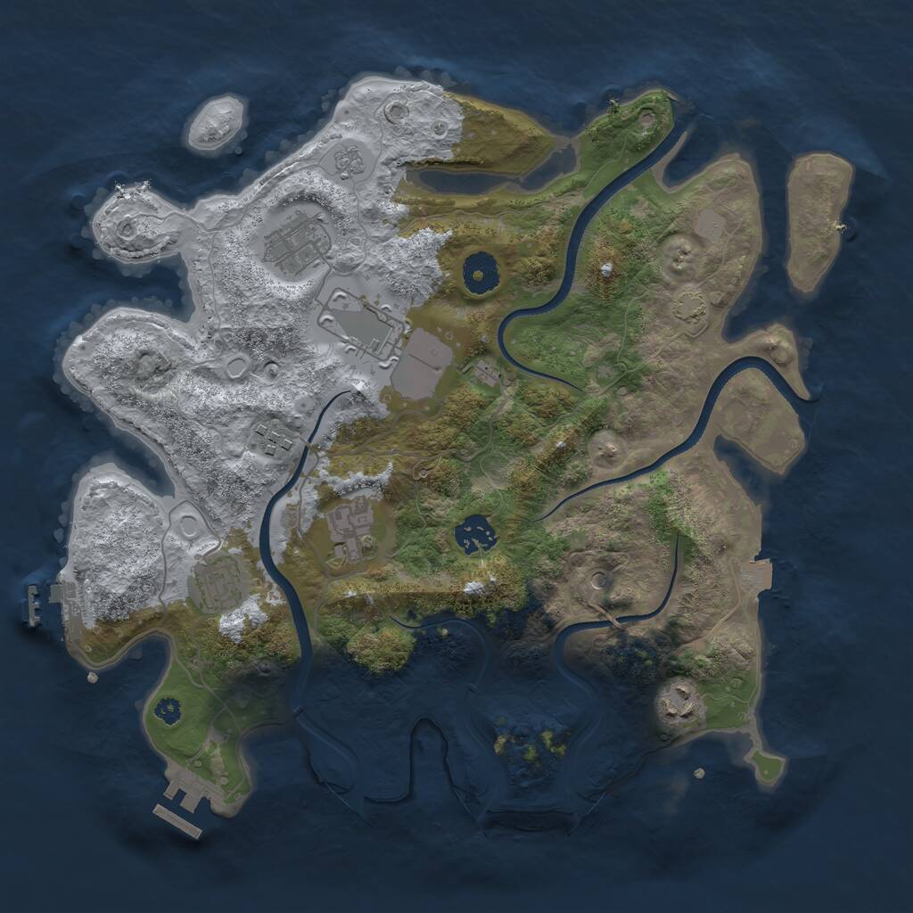Rust Map: Procedural Map, Size: 3500, Seed: 419230, 13 Monuments