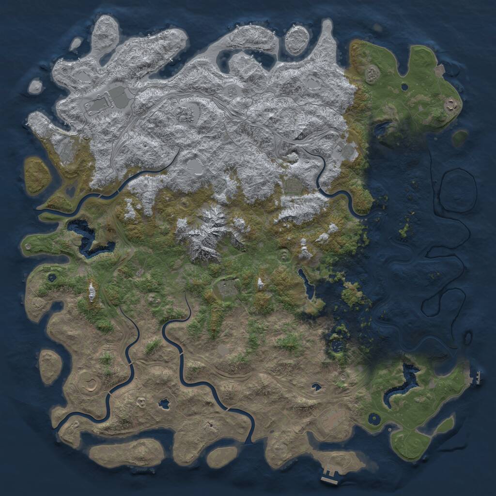 Rust Map: Procedural Map, Size: 6000, Seed: 23796384, 17 Monuments