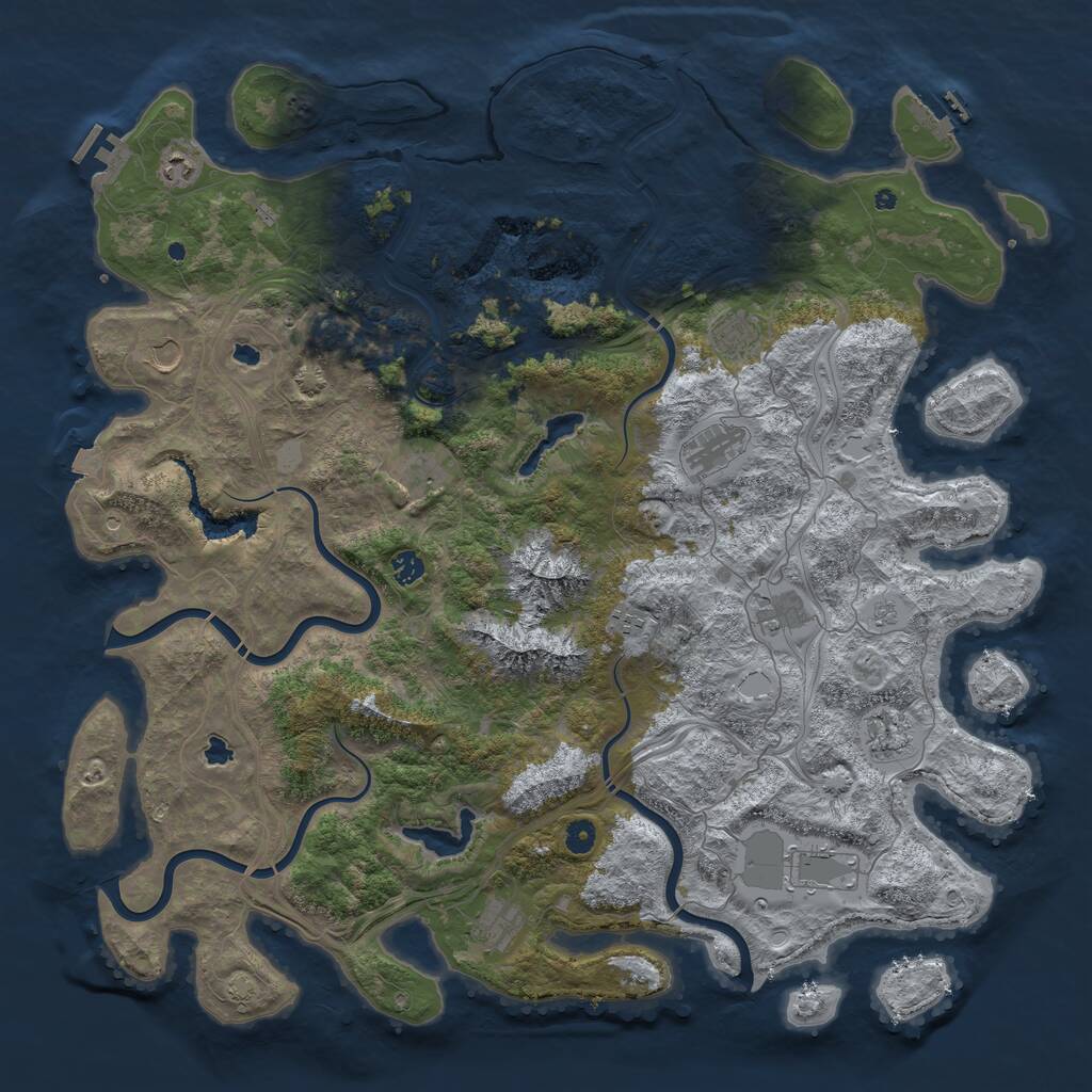 Rust Map: Procedural Map, Size: 5000, Seed: 21668005, 17 Monuments