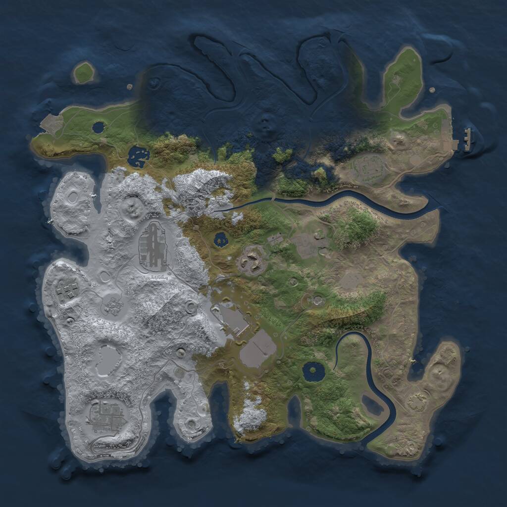 Rust Map: Procedural Map, Size: 3500, Seed: 155216829, 13 Monuments