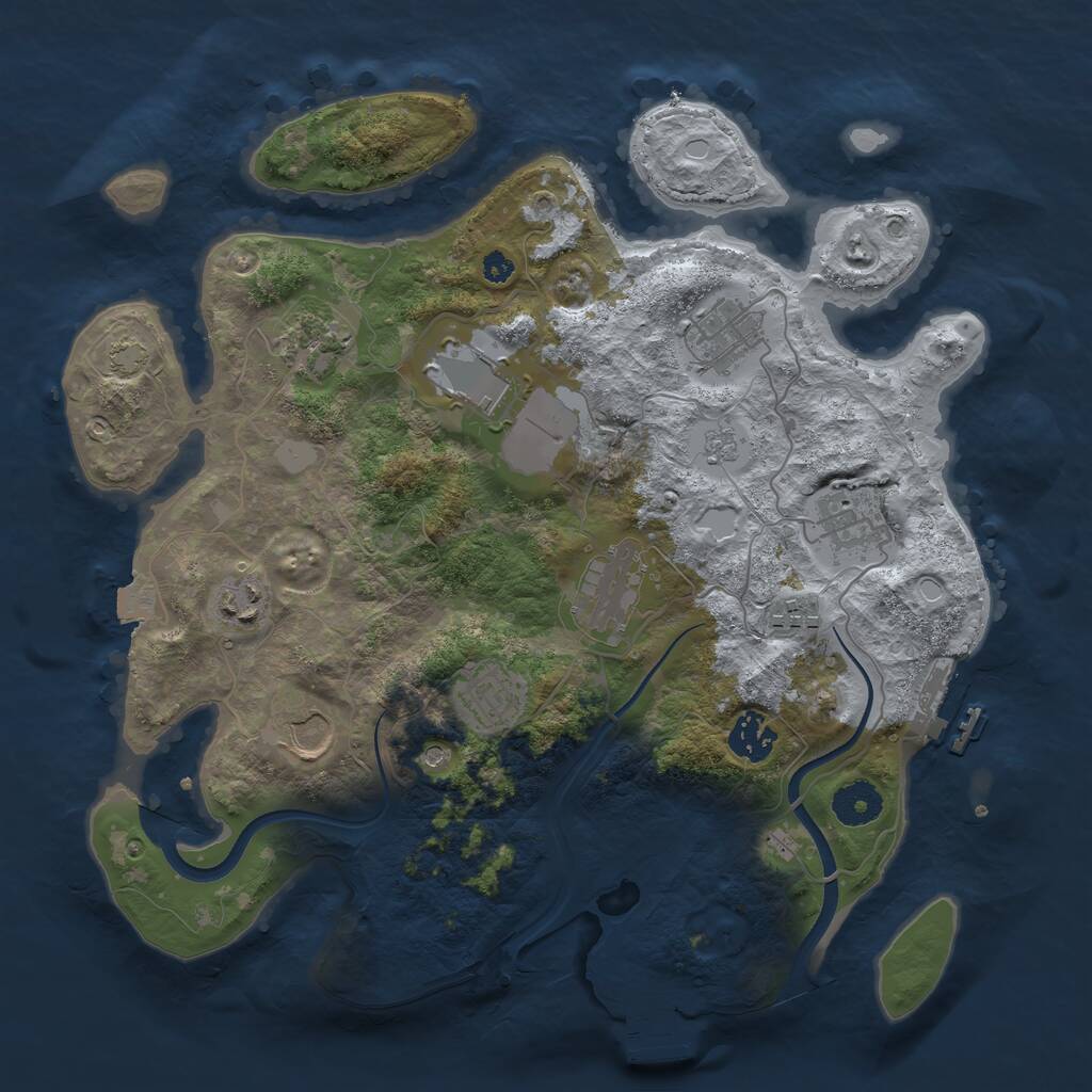 Rust Map: Procedural Map, Size: 3500, Seed: 851492983, 16 Monuments