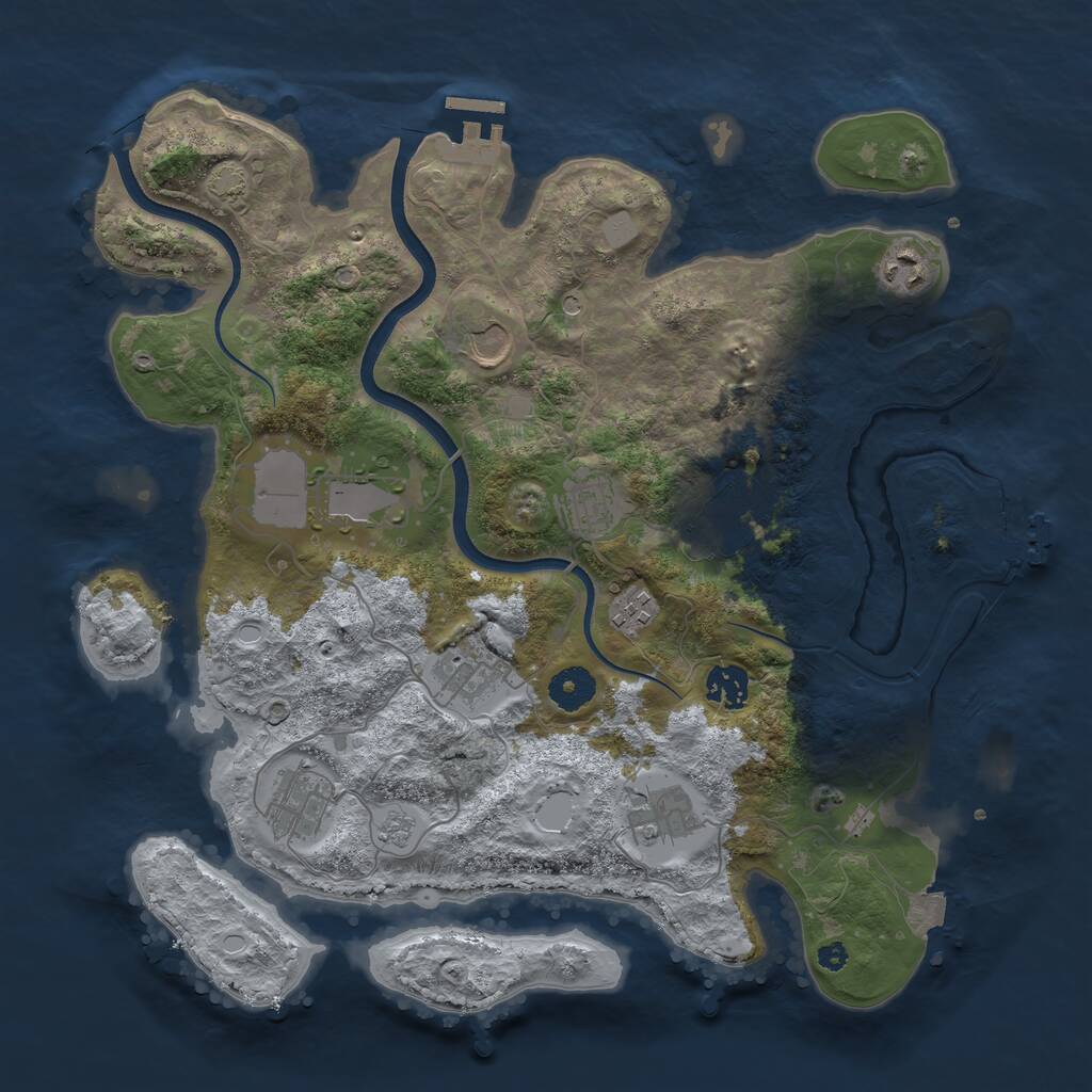 Rust Map: Procedural Map, Size: 3700, Seed: 1033021134, 16 Monuments