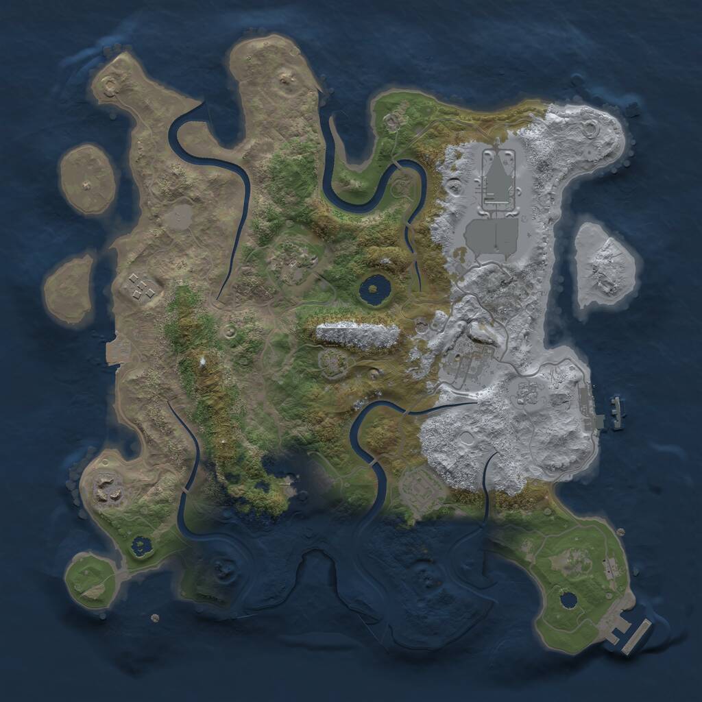 Rust Map: Procedural Map, Size: 3500, Seed: 1306785089, 13 Monuments
