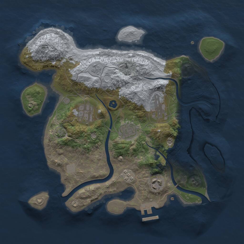 Rust Map: Procedural Map, Size: 3000, Seed: 93857, 10 Monuments