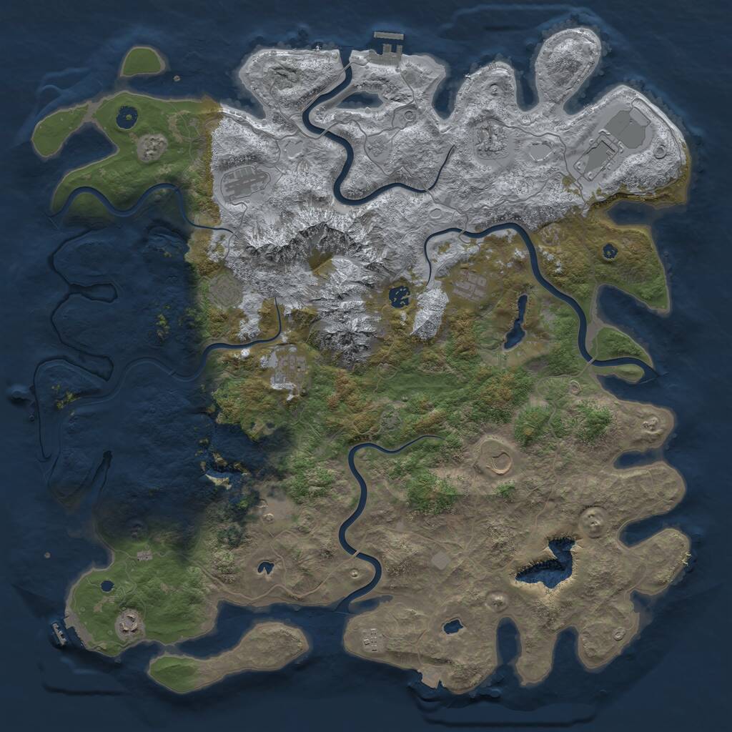 Rust Map: Procedural Map, Size: 5000, Seed: 982664102, 17 Monuments