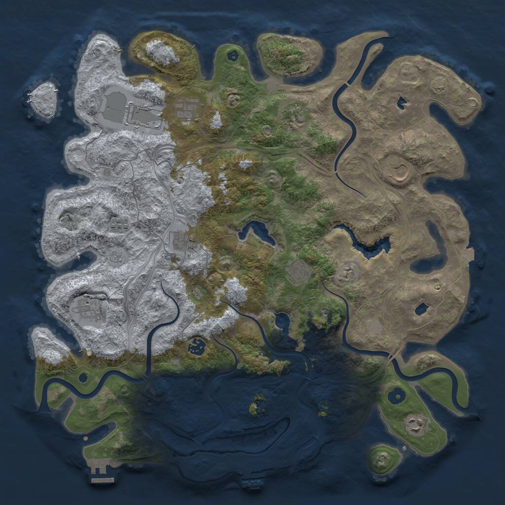 Rust Map: Procedural Map, Size: 4500, Seed: 722105534, 16 Monuments