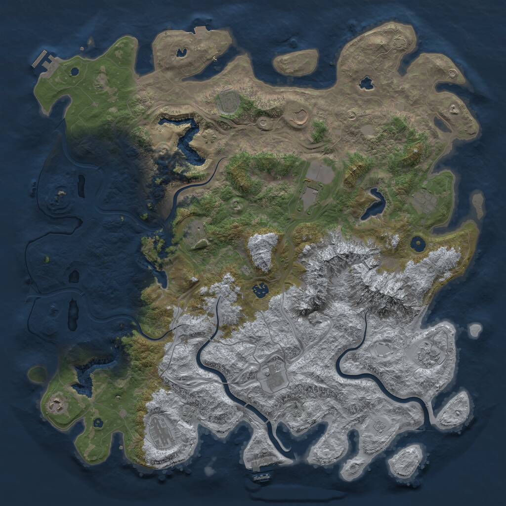 Rust Map: Procedural Map, Size: 5000, Seed: 1074835864, 17 Monuments