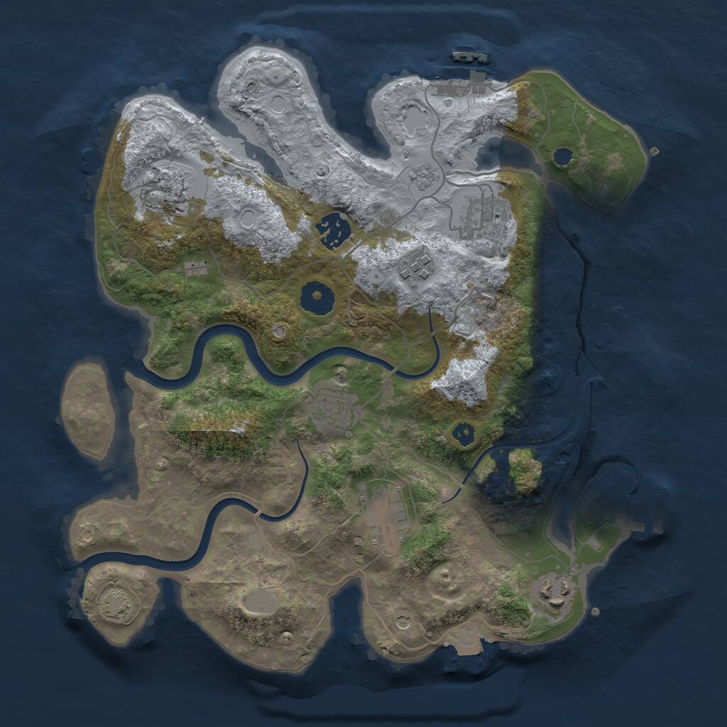 Rust Map: Procedural Map, Size: 3250, Seed: 308383962, 13 Monuments