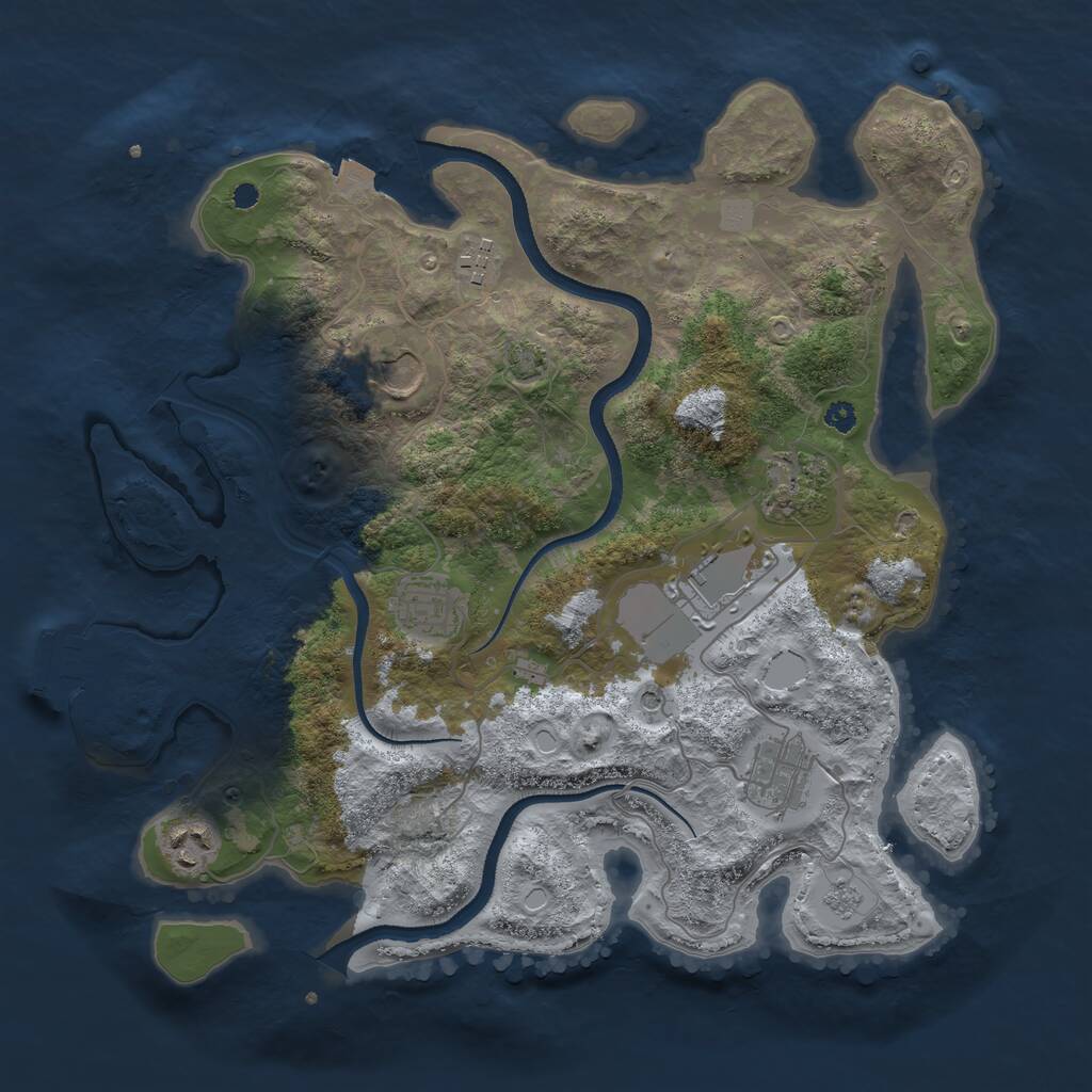 Rust Map: Procedural Map, Size: 3500, Seed: 929674189, 12 Monuments