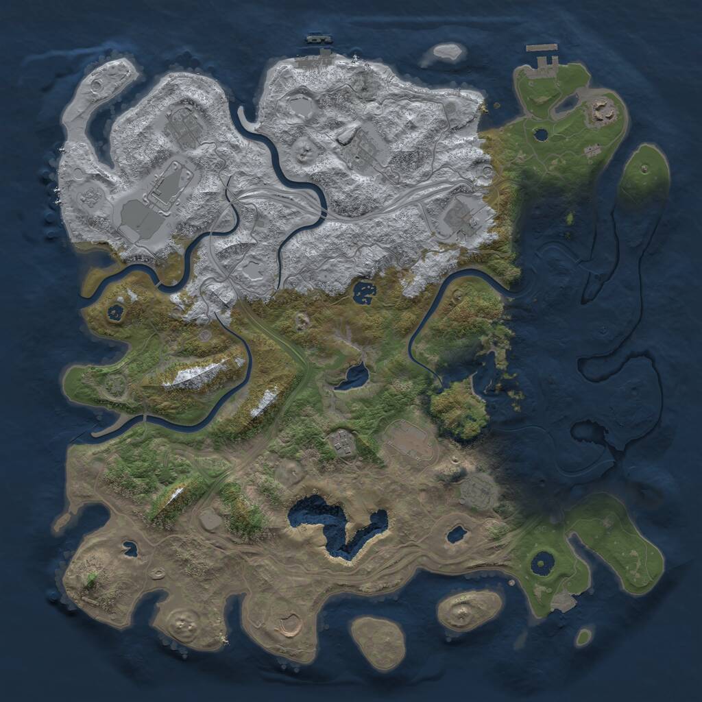 Rust Map: Procedural Map, Size: 4500, Seed: 1018613695, 16 Monuments