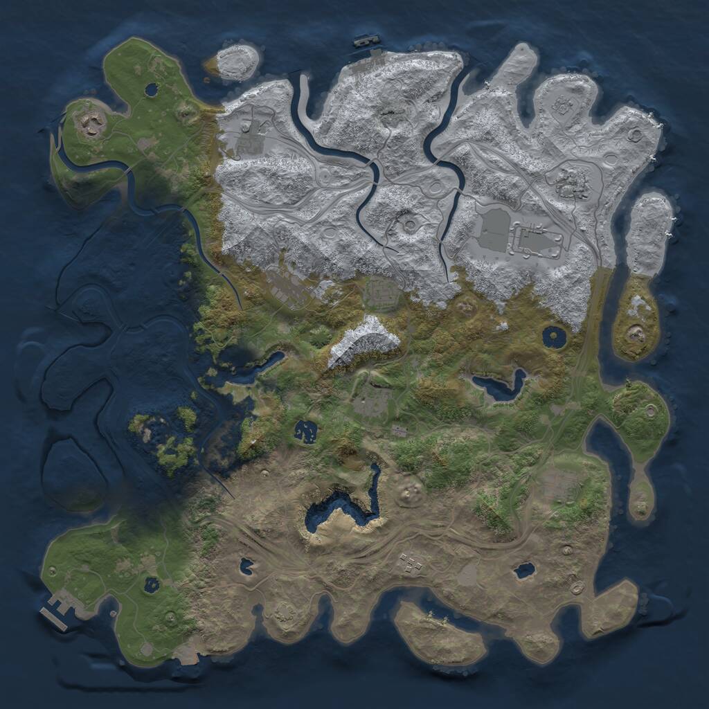 Rust Map: Procedural Map, Size: 4500, Seed: 1640608265, 16 Monuments
