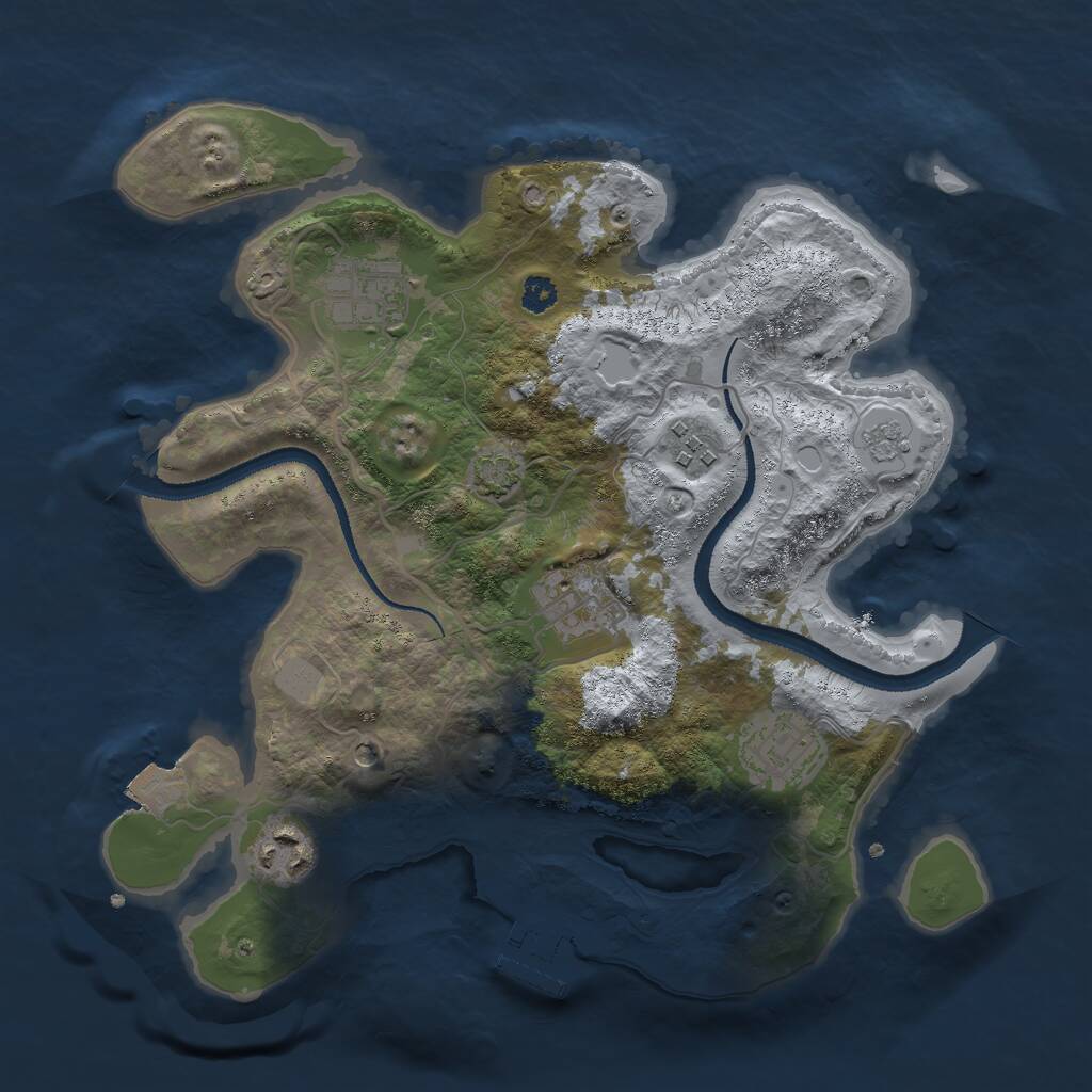 Rust Map: Procedural Map, Size: 3000, Seed: 2037908121, 10 Monuments