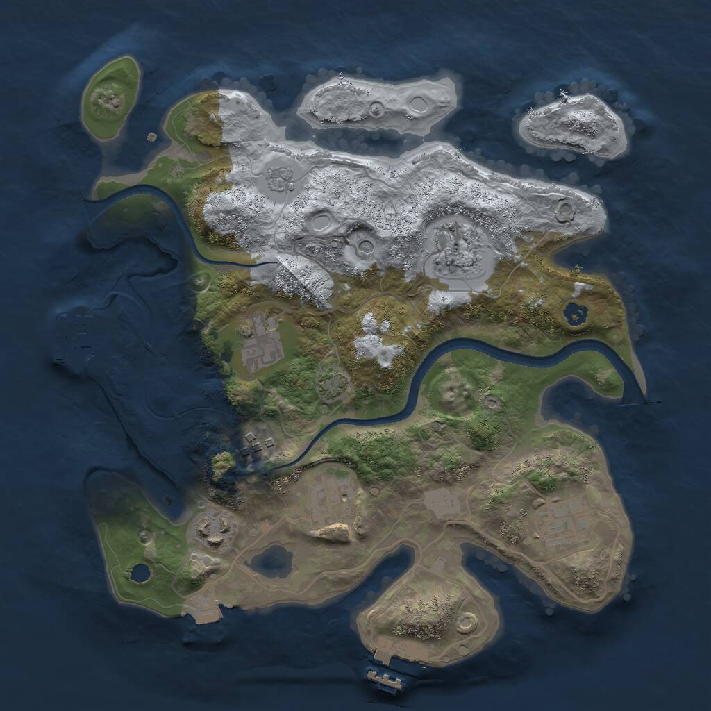 Rust Map: Procedural Map, Size: 3000, Seed: 651894, 12 Monuments