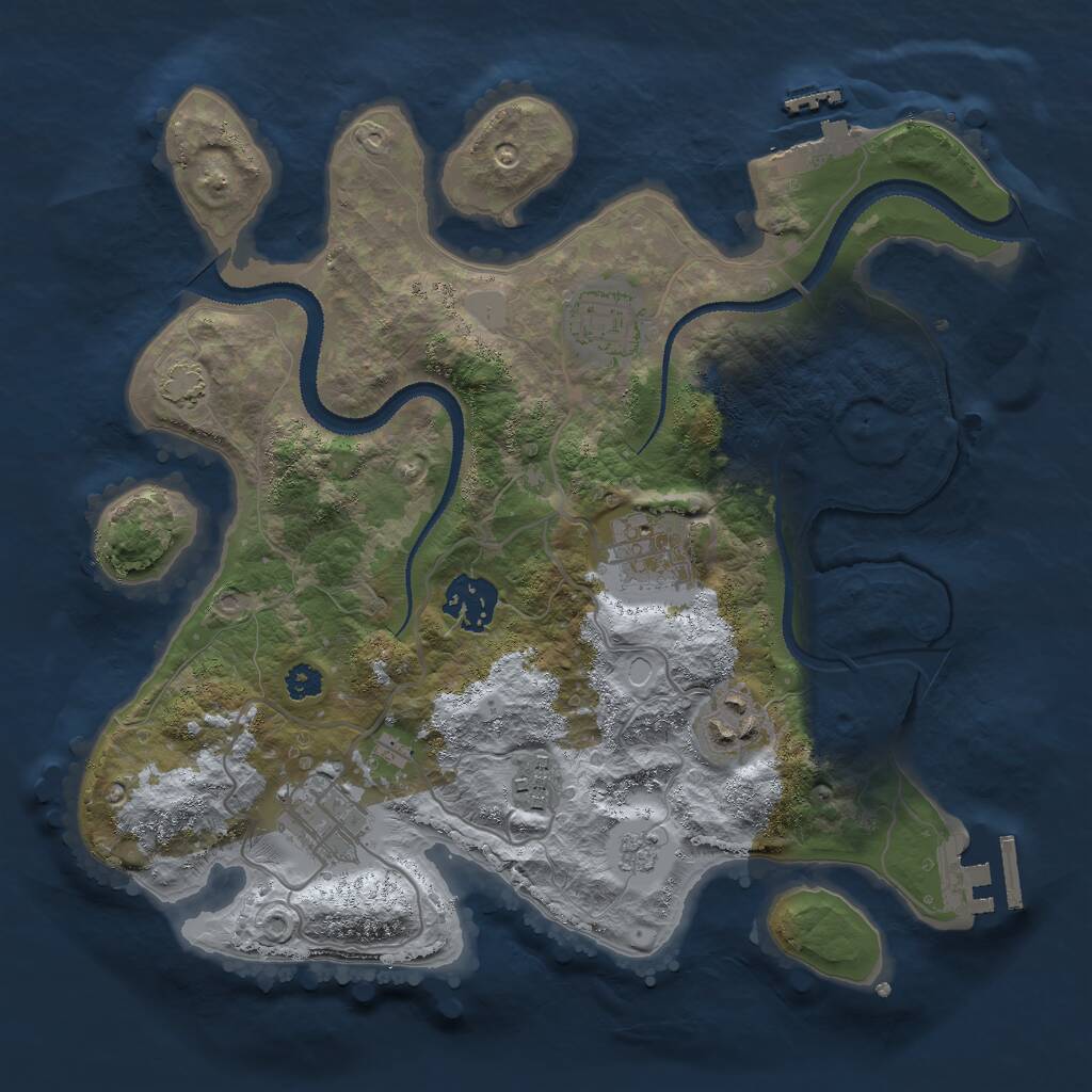 Rust Map: Procedural Map, Size: 3000, Seed: 2027777982, 11 Monuments