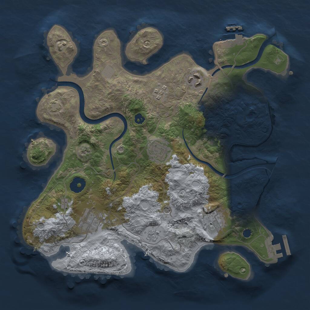 Rust Map: Procedural Map, Size: 3000, Seed: 2027777982, 11 Monuments